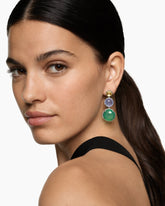 Chatelaine® Round Drop Earrings in Sterling Silver with Lagoon Orchid, Blue Chalcedony and Lemon Citrine, 47mm